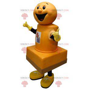 Mascota de almohadilla de tinta amarilla gigante y sonriente -