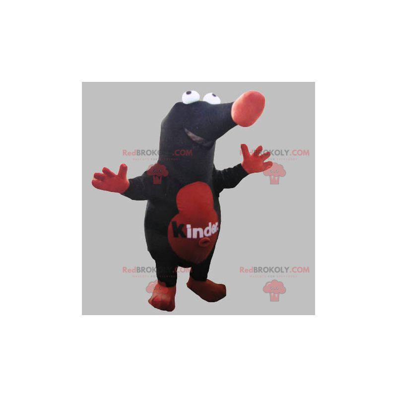 Mascotte de taupe rouge et noire géante - Redbrokoly.com