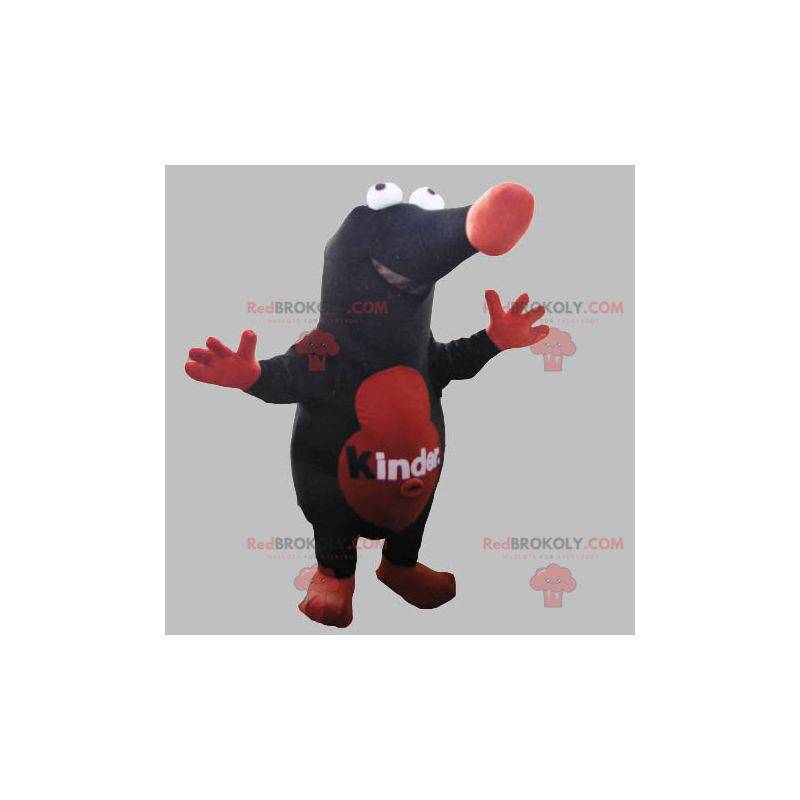 Riesiges rotes und schwarzes Maulwurfmaskottchen -