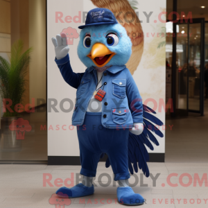 Blå fasan maskot kostyme...