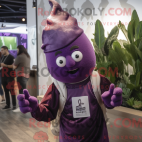 Fantasia de mascote de beterraba roxa com camiseta estampada e bonés - Mascotes de beterraba - REBROKO_218625 - RedBrokoly.com
