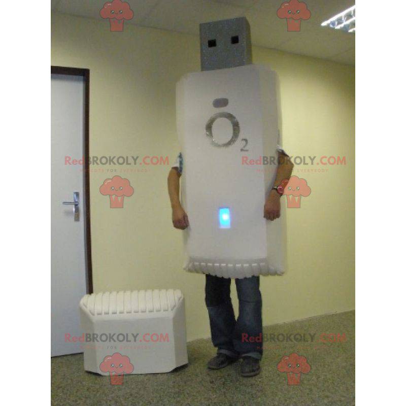 Giant white USB key mascot - Redbrokoly.com