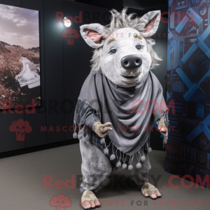 Sølv villsvin maskot drakt...