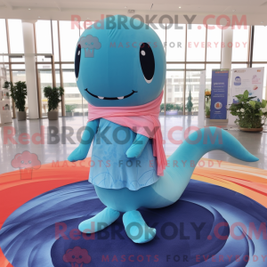 Peach Blue Whale mascot...