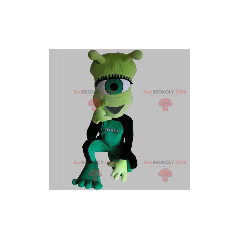 Zeer grappige groene cyclops alien mascotte - Redbrokoly.com