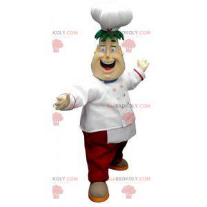 Chef-kok mascotte met een schort en een koksmuts -
