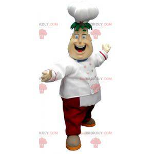 Mascote do chef principal com avental e chapéu de chef -
