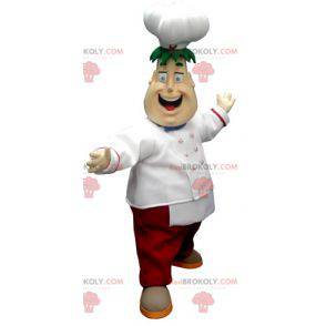 Mascote do chef principal com avental e chapéu de chef -