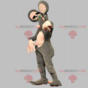 Very funny gray and pink mouse mascot - Redbrokoly.com