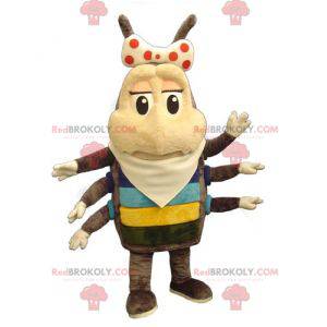 Mascot insect flea brown and beige 6 legs - Redbrokoly.com