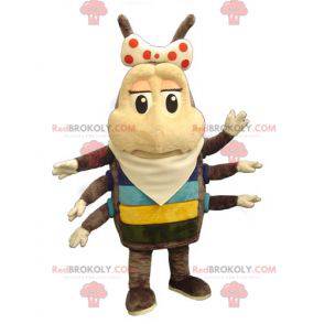 Mascot insecto pulga marrón y beige 6 patas - Redbrokoly.com