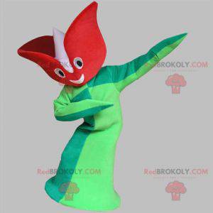 Obří červený a zelený květ tulipán maskot - Redbrokoly.com