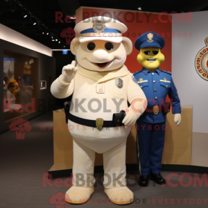Cream Police Officer mascot...