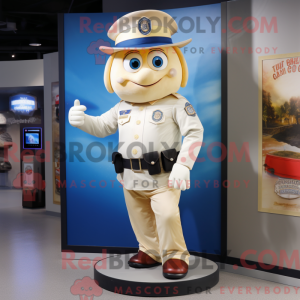 Cream Police Officer mascot...