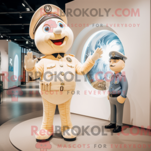 Cream Police Officer mascot...