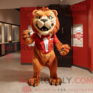 Rød Smilodon maskot kostume...