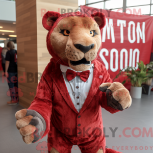 Rød Smilodon maskot kostume...