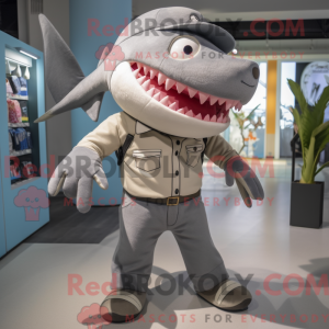 Gray Shark maskot kostyme...