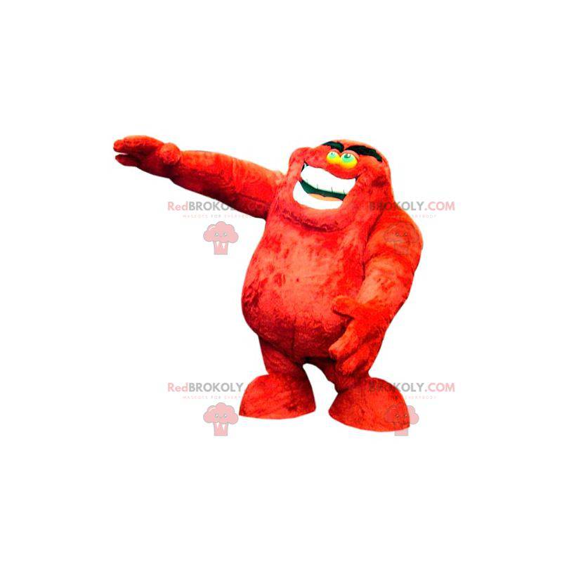 Mascotte de monstre rouge poilu doux et drôle - Redbrokoly.com