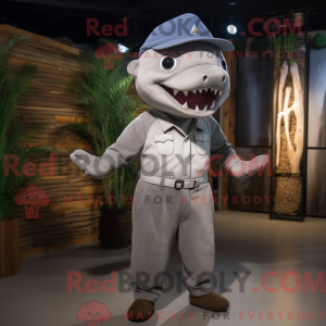 Gray Shark maskot kostyme...