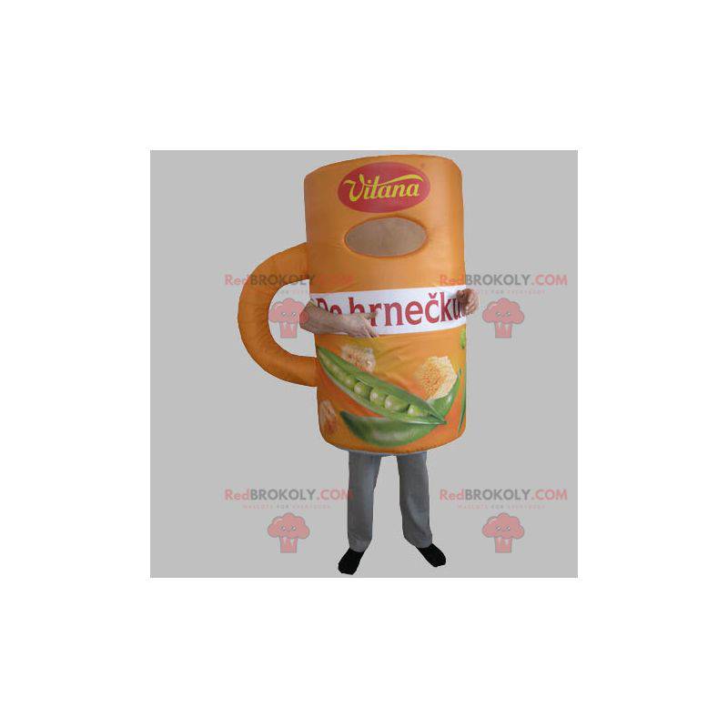 Mascote da caneca gigante. Mascote da tigela de sopa -