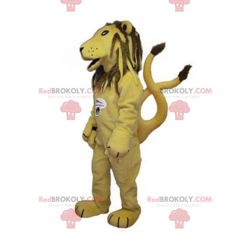 Gul och brun tigerlejonmaskot - Redbrokoly.com