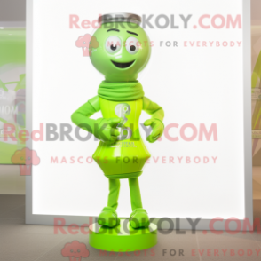 Fantasia de mascote ampulheta verde-lima com macacão e pulseiras - Ampulheta mascotes - REBROKO_218906 - RedBrokoly.com
