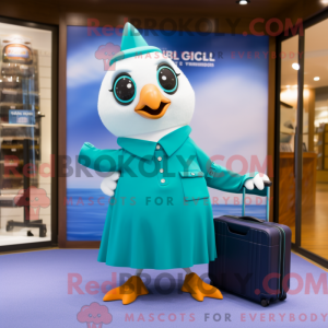 Teal Gull maskotdraktfigur...