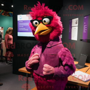 Magenta kip mascottekostuum...