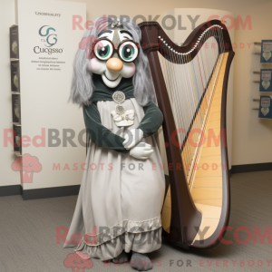 Grå keltisk harpe maskot...