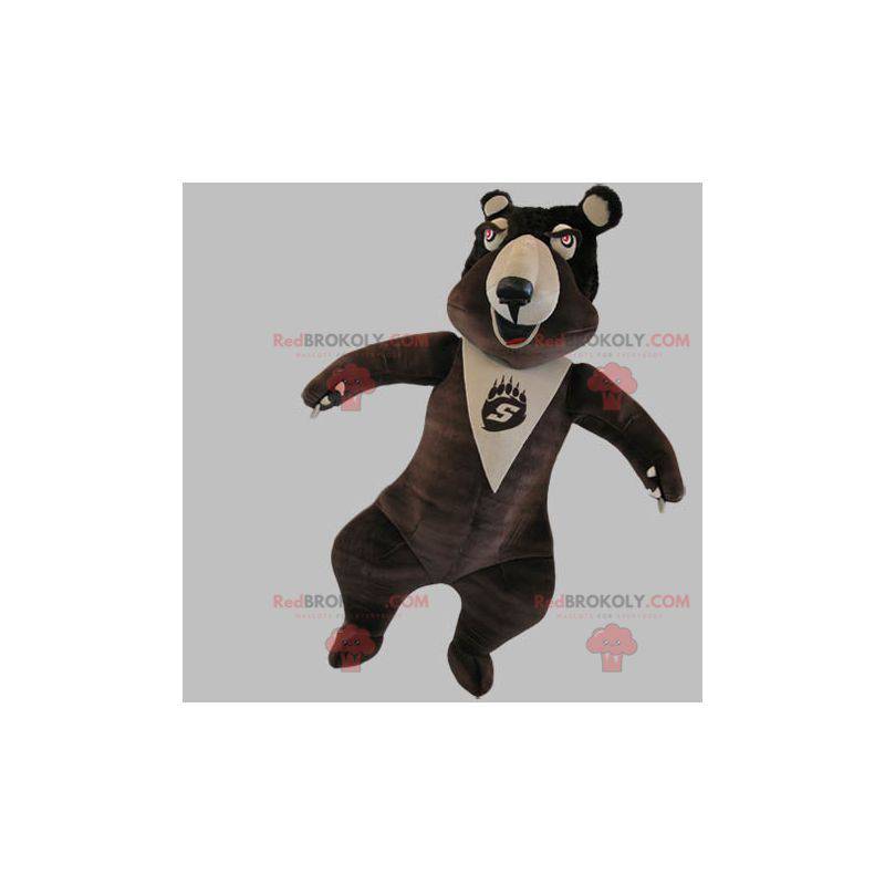 Mascote urso marrom e bege muito engraçado - Redbrokoly.com
