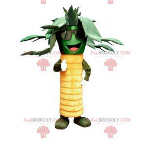 Yellow and green palm tree mascot with sunglasses -