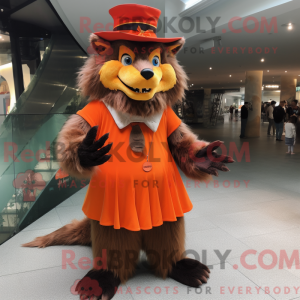 Orange Werewolf mascot...
