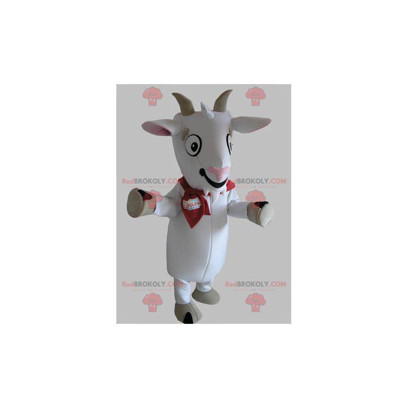 Mascotte de chèvre de biquette blanche et grise - Redbrokoly.com