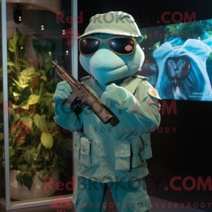 Teal Sniper mascottekostuum...