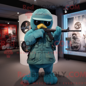 Teal Sniper mascottekostuum...