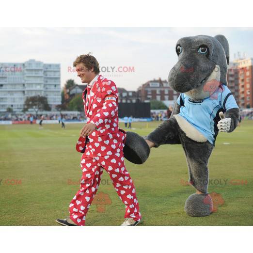 Big gray and white shark mascot - Redbrokoly.com