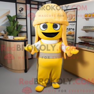 Geel Sushi-mascottekostuum...