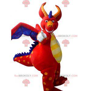 Mascote gigante dragão vermelho azul e amarelo - Redbrokoly.com