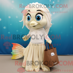 Cream Betta Fish maskot...