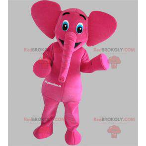 Rosa Elefantenmaskottchen mit blauen Augen - Redbrokoly.com