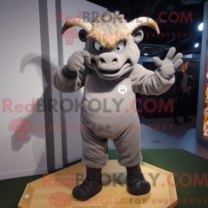 Grå Minotaur maskot kostume...