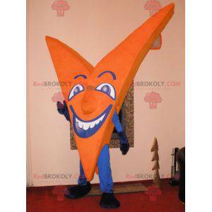 Mascotte en forme de V orange et bleu. Lettre V - Redbrokoly.com