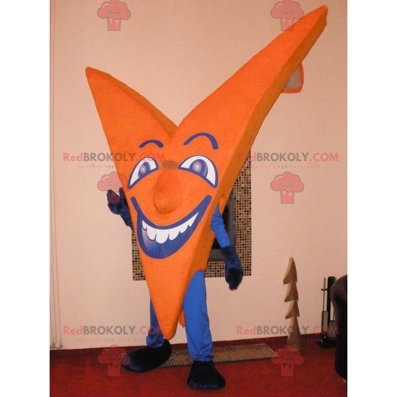 Mascote em forma de V laranja e azul. Letra v - Redbrokoly.com