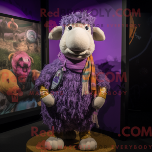 Purple Sheep mascot costume...