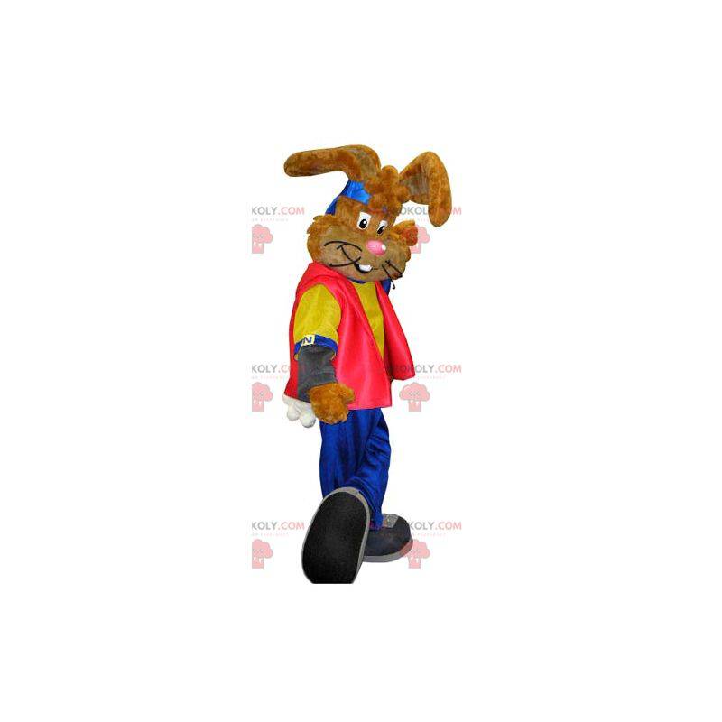 Mascot of the famous Nesquick rabbit. Brown rabbit mascot -