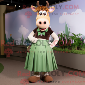Olive Guernsey Cow mascot...