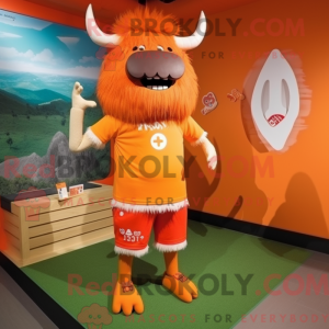 Orange Yak maskot kostume...