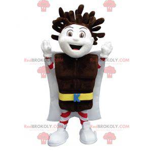 Kapo Chocolate Boy Maskottchen mit einem Schokoriegel -