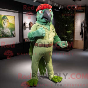 Groene ara mascottekostuum...